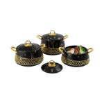 3 Piece Stainless Steel Hot Pot Set Black & Gold