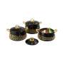 3 Piece Stainless Steel Hot Pot Set Black & Gold