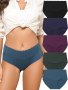 5-Pack Mid-Rise No-Show Seamless Underwear Comfortable Stretch Wave Edge Panties Assorted Colors Simple Style