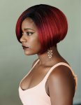 Wigs Aria Black & Red Inverted Bob Synthetic Wig