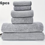 6PCS Premium Coral Fleece Towel Set 2 Washcloths & 2 Hand Towels & 2 Bath Towels Absorbent & Quick-drying Face Towel Super & Sof