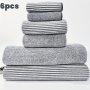 6PCS Premium Coral Fleece Towel Set 2 Washcloths & 2 Hand Towels & 2 Bath Towels Absorbent & Quick-drying Face Towel Super & Soft