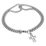 Men's Bracelets Fashion Double Chain Cross Hollow Wrist Bracelets