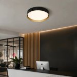 Crown Cct LED Ceiling Light 3 Sizes - Black White Gold Inner Options - Black Large