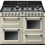 Smeg TR4110P1 110CM Vintage Cream Victoria Traditional Range Cooker With 7 Burner Gas Hob TR4110BL1 Glossy Black