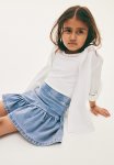 Flounced Denim-look Skirt - Blue
