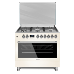 Ferre 6 Burner Wok + MINI Wok Cast Iron Electric Oven - Cream