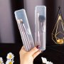 1pc Transparent Flip-top Storage Box Portable Makeup Brush Box Eyebrow Pencil Toothbrush Organizer Cosmetic Brush Storage Container Travel Holiday Supplies