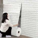 Self-adhesive 3D Brick Wallpaper Roll Washable Shapes And Stripes Pattern Easy Install Foam Wall Sticker For Bedroom Bathroom An