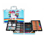 145 Pcs Of Art Set With Unicorn Design Aluminum Box - Blue