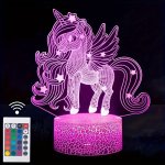 1PC Unicorn Night Light 3D Illusion Lamp Unicorn Lights For Room 16 Colors & Flashing Modes With Remote Control Opreated Dimmabl