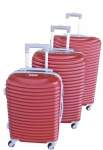 Smte 3 Piece Quality Hard Outer Shell Ringletted Lightweight Luggage Set Red With Keychain