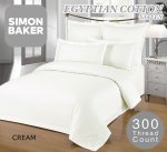 Simon Baker 300TC 100% Egyptian Cotton Fitted Sheet Standard Cream Various Sizes - Three Quarter Xd 107CM X 190CM X 40CM Cream