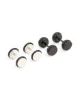 Mens Waterproof Stainless Steel Black Coated Metal Mixed Flat Back Studs 2-PACK
