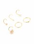 Goldair Gold Plated Surgical Steel Cubic Zirconia Flower Nose Ring & Stud 6-PACK
