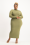 Yolanda Poloneck Bodycon Dress - Fatigue / Olive - XXL