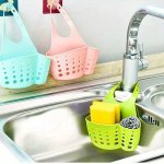 1PC Multi-purpose Silicone Sink Organizer With Removable Handle - Solid Color Durable Pvc Drain Basket For Cutlery & Rags