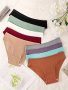 9pcs Solid Ribbed Seamless Briefs Sexy Comfy Breathable Stretchy Intimates Panties Women's Lingerie & Underwear