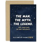 Old English Co. Funny Birthday Cards For Papa - 'man Myth Legend Bad Influence' Hilarious Birthday Gift For Him - Fun Male Birth