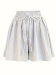 Wide Leg Drawstring Shorts Casual Smocked Waist Shorts Women's Clothing