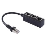 Black L144 RJ45 Splitter Ethernet One Male To Three Female Extension Line