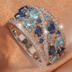 Boho Ladies Elegant Zirconia Finger Ring For Women Birthday Party Wedding Gift