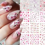 Cherry Blossom Nail Art Stickers - Water Transfer Decals For Diy Manicure Sparkle Finish Self-adhesive Disposable - Perfect For