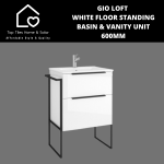 Gio Loft White Floor Standing Basin & Vanity Unit - 600MM