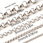 1PC Chain Necklace Stainless Steel Silvery Link Necklace Available In 2MM 3MM 5MM 7MM And 9MM Widths 18"-24" Length Gifts For Me