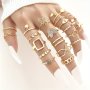 23/22/18PCS Fashion Minimalist Golden Flower Butterfly Rhinestone Faux Pearl Rings Set