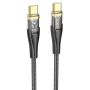 Hoco 60W Type-c To Type-c Fast Charging Cable - Nylon Braided With LED Display