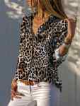 Leopard Print Button Front Shirt Casual Long Sleeve Shirt For Spring & Fall Women's Clothing