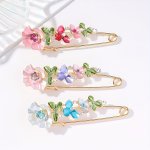 1PC Elegant Bling Bling Rhinestone Flower Decorative Buckle Stylish Brooch Trendy Clothing Pants Waist Buckle Accessories For Wo