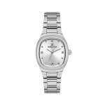 Womens Silver Stainless Steel Watch With Cushion Case