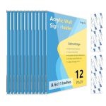 Argvey Acrylic Sign Holder 8.5 X 11 Wall Mount Clear Plastic Sign Display Frame With Adhesive Tape Vertical Wall Sign Holder For