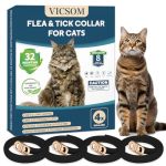 Vicsom 4 Pack Flea And Tick Collar For Cats 32 Months Treatment Waterproof Adjustable Kitten Flea Collar Flea Prevention Black