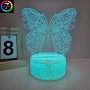 3D Butterfly Illusion Night Light 7-Color Touch & Warm White Mode 5.31'' Base 6.69'' Height Decorative Tabletop Lamp For Living Room Desk Atmosphere Light