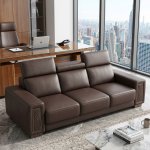 3 Seater Sofa With Adjustable Headrests - Brown