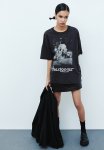 Oversized Printed T-Shirt - Black
