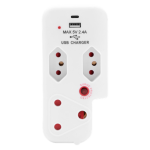 Ellies 3 Way Medium Surge Adaptor With Type C + USB - White