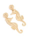 Goldair Gold Ribbed Seahorse Earrings