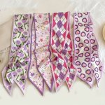 4PCS Vintage Headband & Neck Scarf Floral Printing Ribbon Long Skinny Scarf Multipurpose Headband For Tying Hair And Decorations