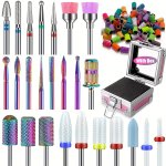 25PCS Nail Drill Bits Set With Holder And 50PCS 8 Colors Sanding Bands Tungsten Carbide Ceramic Diamond 3 32 Inch Nail Drill Bit