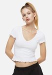 V-neck Cropped Top - White