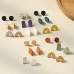 3 Pairs Set Of Tiny Delicate Stud Earrings Acrylic Lightweight Female Earrings Bohemian Simple Style For Daily Wear