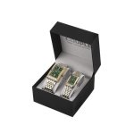 Couple's Square Quartz Watch Set With Green Dial