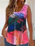 Plus Size Dragonfly Print Tank Top Casual Crew Neck Sleeveless Tank Top For Summer Women's Plus Sizeclothing
