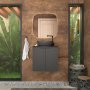 Umbu With Glass Door + Tempered Glass Vanity Cabinet- Bali Basin-black + Brown