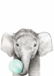 Bubble Gum Elephant - Wall Art Print Mint - A1