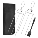 15 Inch 3-PRONG Kabob Skewers For Grilling With Push Bar Reusable